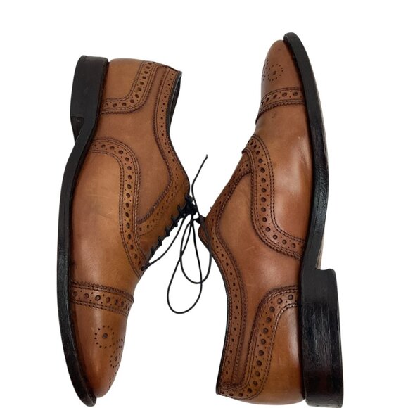 Allen Edmonds Strand Mens Brogue Oxford Dress Shoes Sz 7.5 Brown Leather Made In - Picture 6 of 14